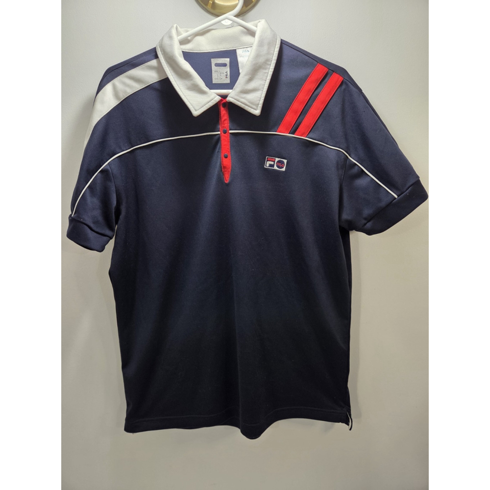 Fila Men's Polo Snap Button Marine Large Pre-Owned